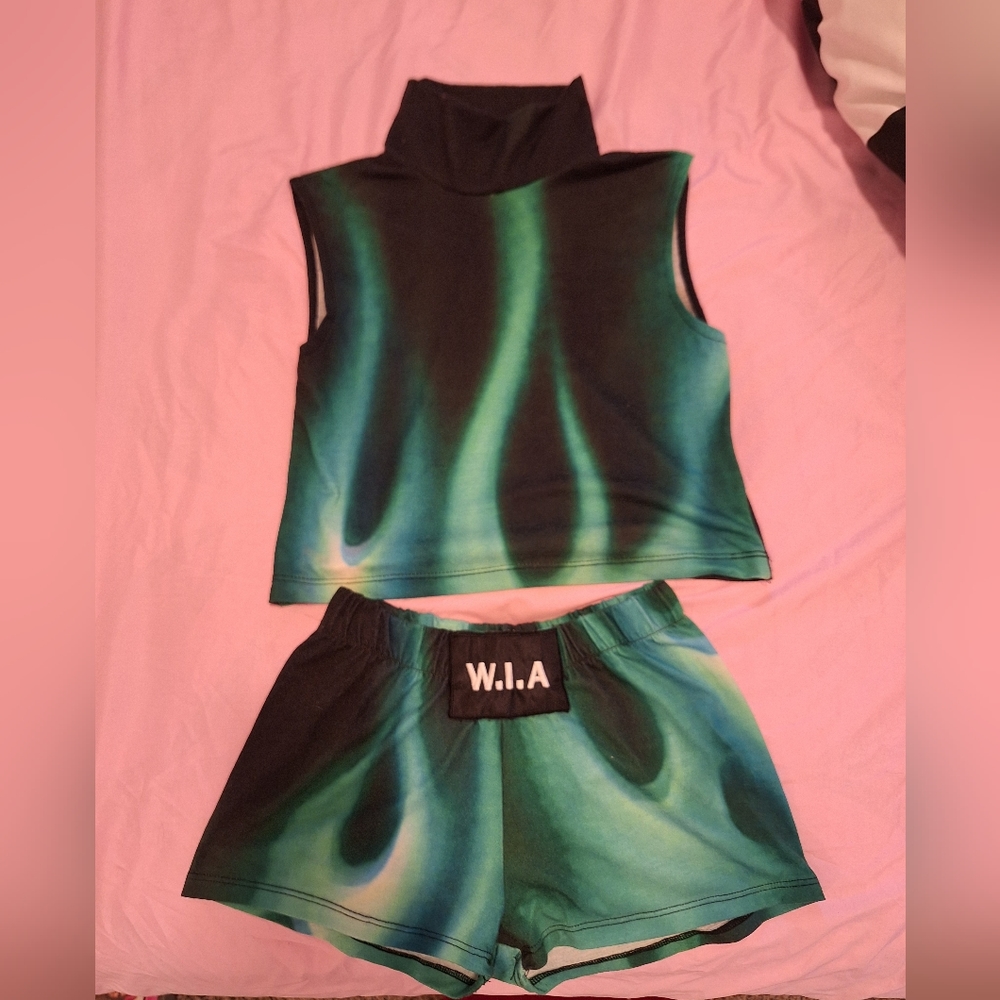RARE WIA Crop Tank and Booty Shorts Set
